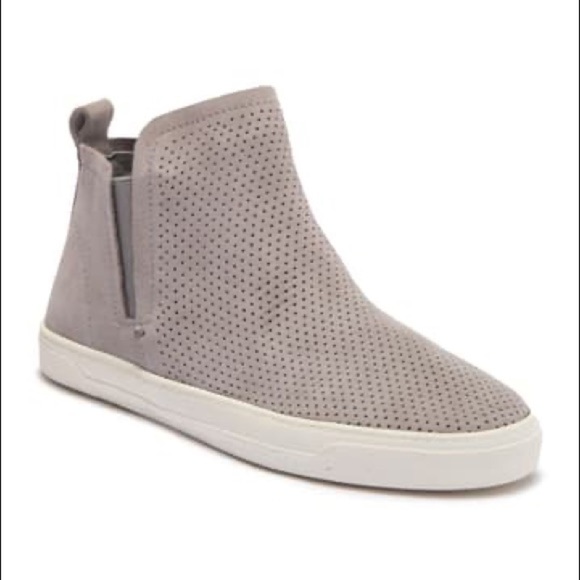 Dolce Vita Xane Perforated Gray Suede Sneakers - Picture 1 of 14